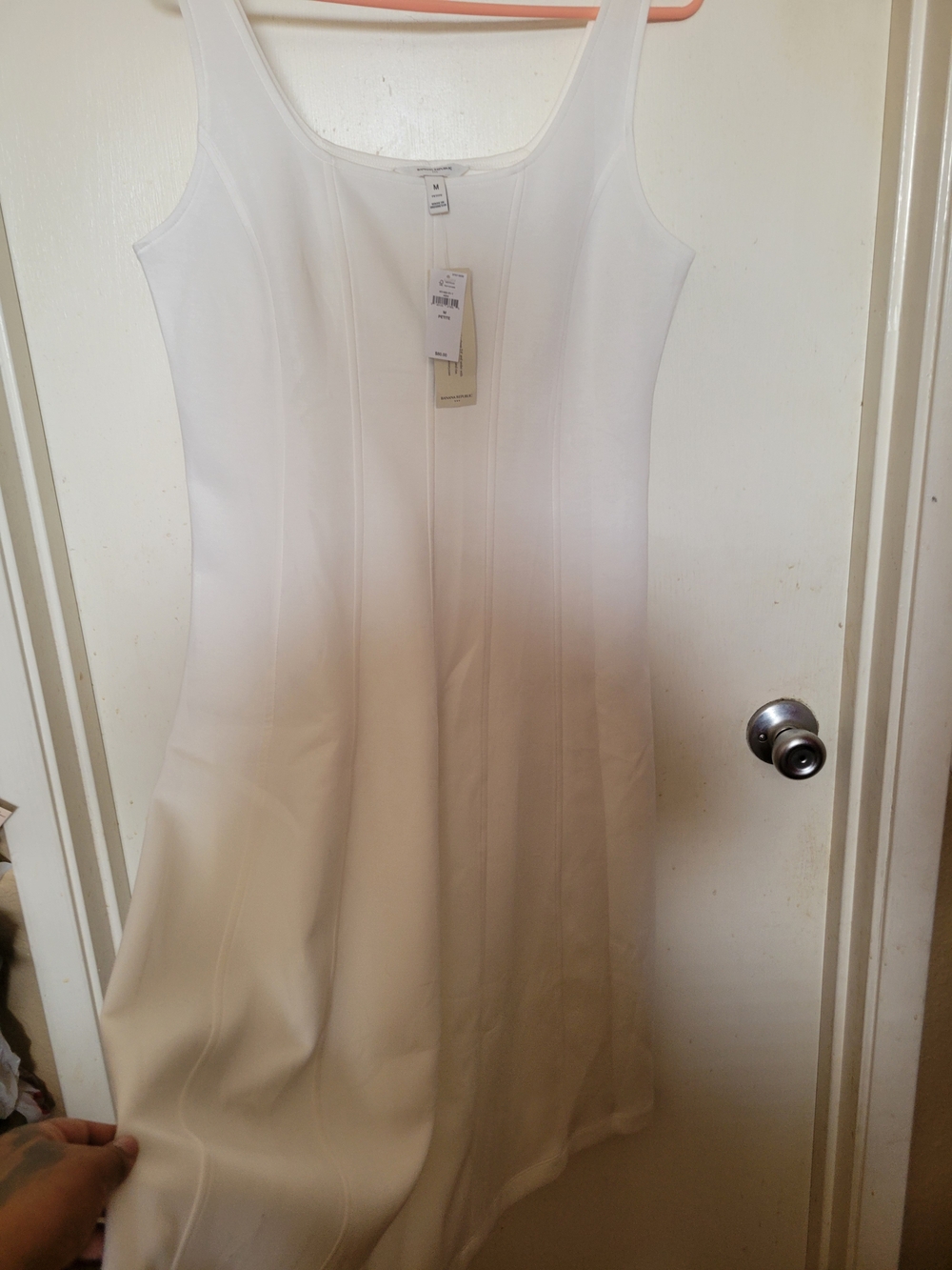 Banana Republic White Sleeveless Scoop-Neck Midi Dress